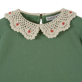 Emile & Ida Crochet Collar Sweatshirt Olive