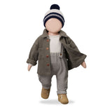 1 + in the Family TRENTO taupe baby overshirt in soft plain fleece with a collar and chest pockets