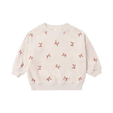 Quincy Mae Velour Relaxed Sweatshirt Red Bows