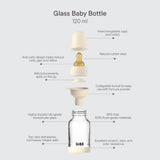 BIBS Glass Baby Bottle Round Latex 1 pack 120 ml Slow Flow Sage