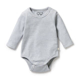 Wilson & Frenchy Organic Stripe Rib Long Sleeved Bodysuit Rain Drop