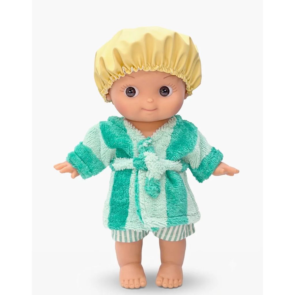 Minikane Mini Panchas Doll 27cm Basile at Home - Green Striped Bath Set