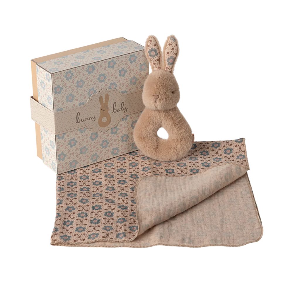 Maileg Rabbit Rattle Set- Cream Peach