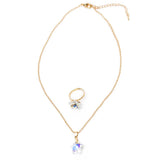 Boutique Holographic Star Necklace with RIng Set, Necklace Clip On Earring Set Assorted