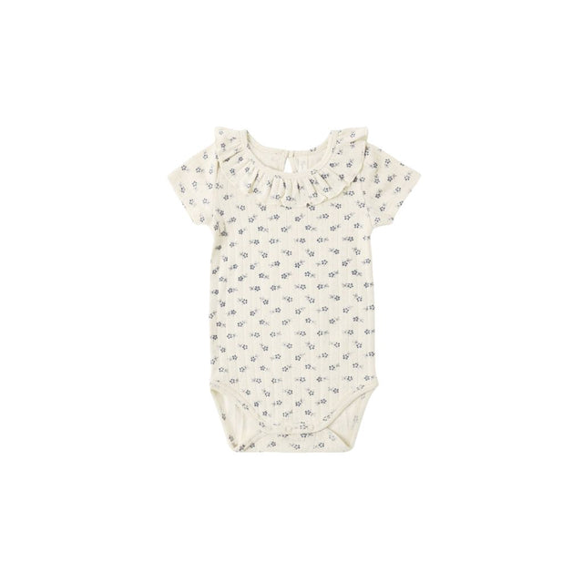 Rylee + Cru Ruffle Collar Bodysuit Blue Ditsy
