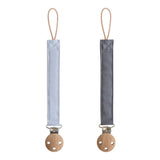 Mushie Linen Pacifier Clip 2-Pack - Powder Blue/Deep Sea