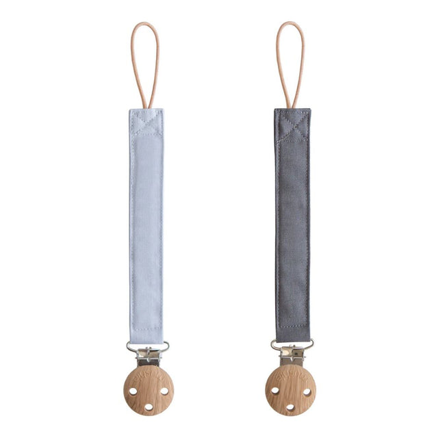 Mushie Linen Pacifier Clip 2-Pack - Powder Blue/Deep Sea