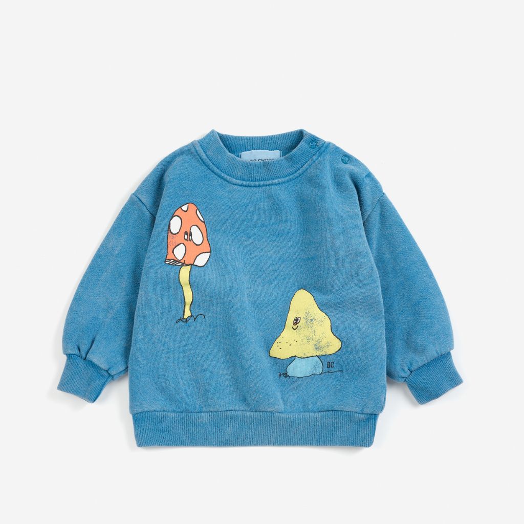 Bobo Choses Baby Mush Monster Duo sweatshirt in blue organic and recycled cotton, monster graphic, loose