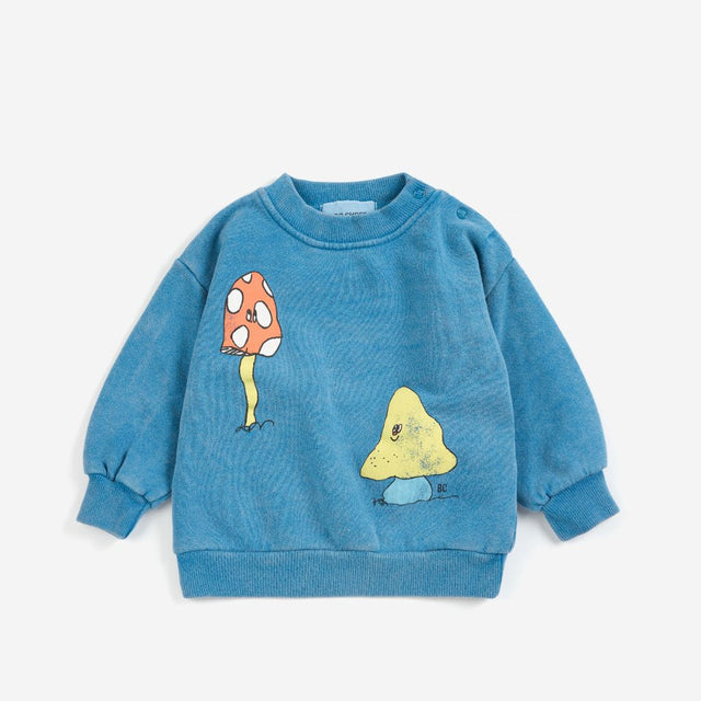 Bobo Choses Baby Mush Monster Duo sweatshirt in blue organic and recycled cotton, monster graphic, loose
