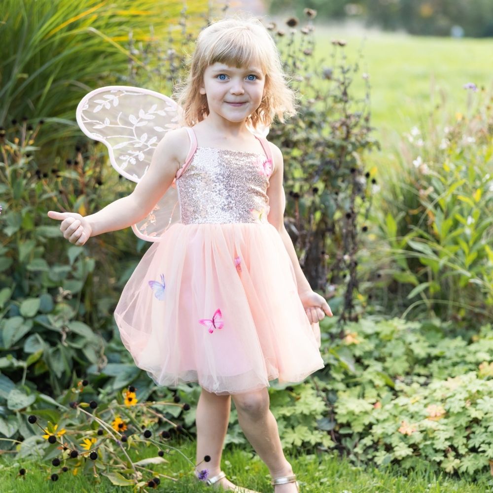 Butterfly Bliss Dress, Peach, Size 5-6