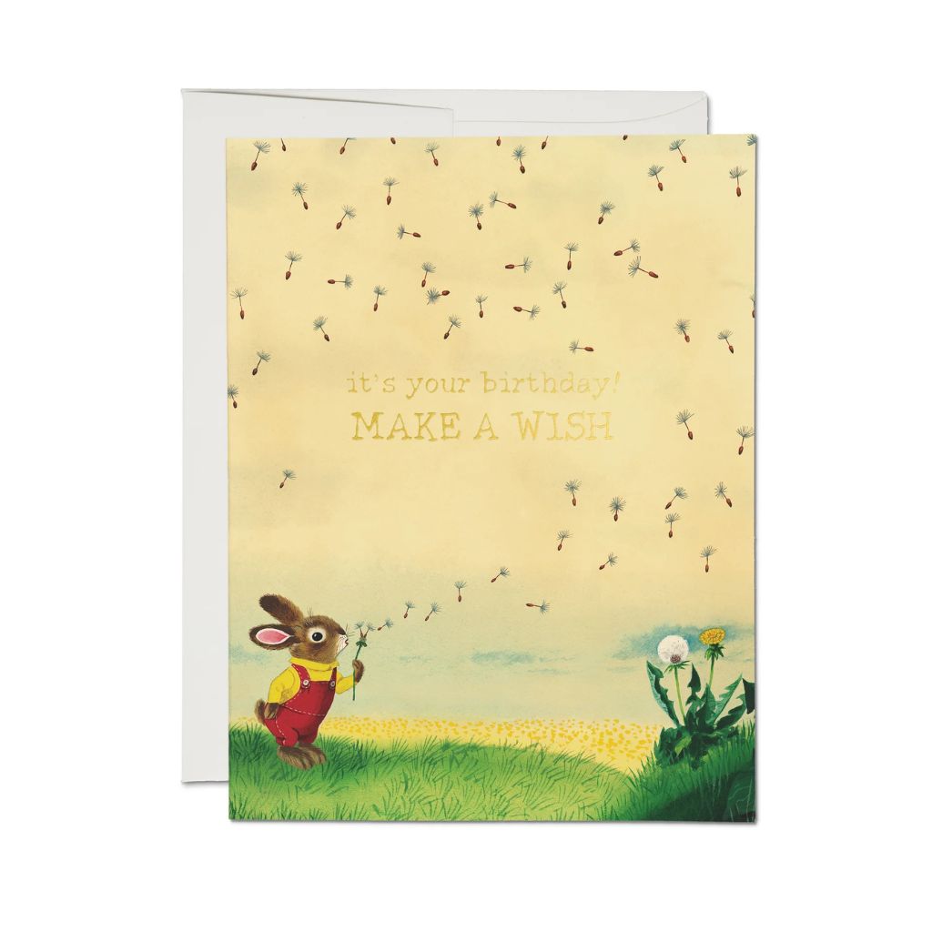 Bunny And Dandelion FOIL Birthday Card