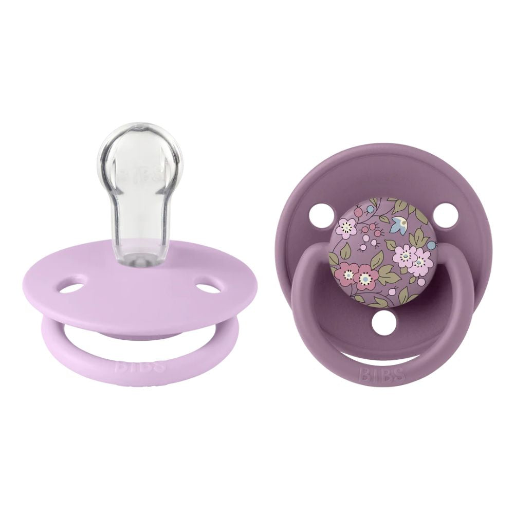 Liberty X BIBS Pacifier De Lux Silicone 2 PK Chamomile Lawn Mauve Mix ONE SIZE