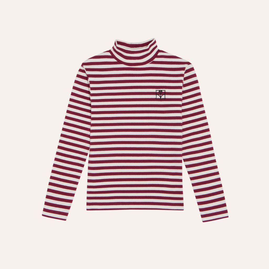 The Campamento Burgundy Stripes Turtle Neck Tshirt