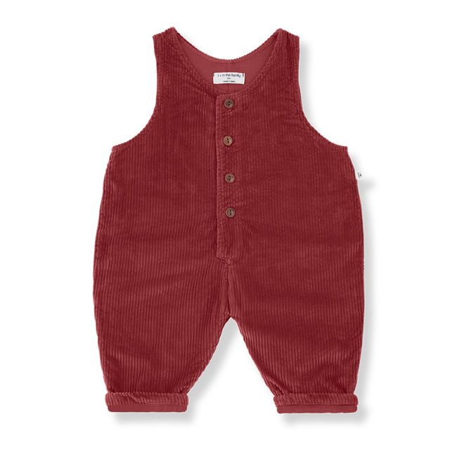 1 + in the Family YOHO burgundy baby corduroy overall, lined, with a button front
