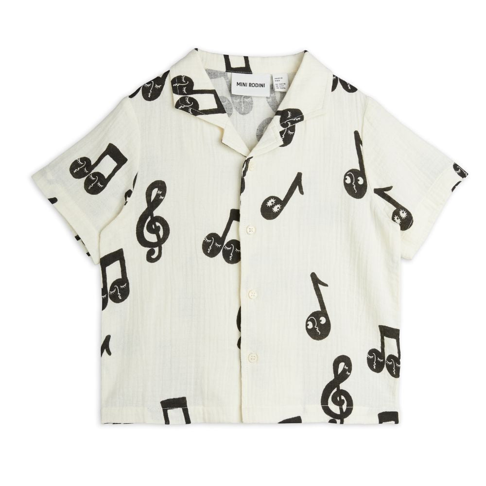 Mini Rodini Note AOP Muslin SS Shirt