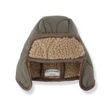 1 + in the Family YUKON khaki baby chapka hat in padded microfiber with sherpa-lined earflaps