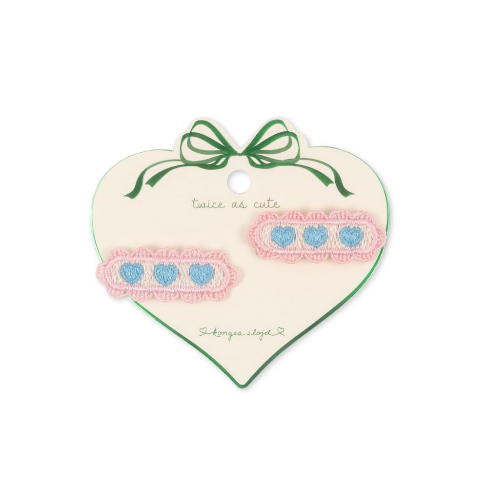 Konges Sløjd 2 Pack Heart Embroidery Hair Clip