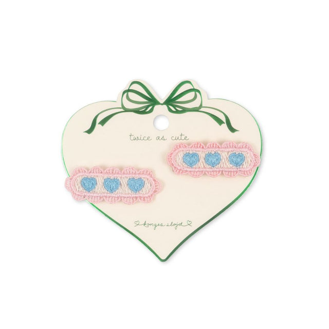 Konges Sløjd 2 Pack Heart Embroidery Hair Clip