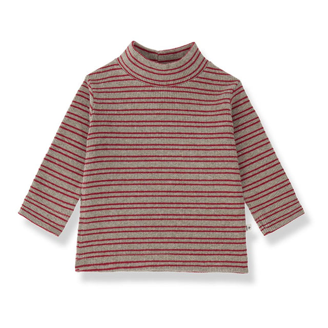 1 + in the Family SYLVAN burgundy striped baby turtleneck in rib jersey with fine stripes