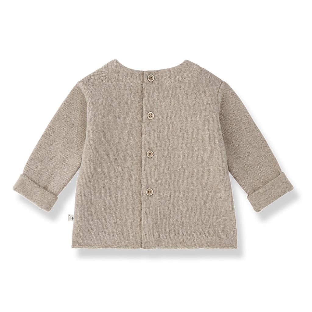 1 + in the Family BRANTES beige newborn top in soft plain fleece with a patch chest pocket