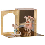 Maileg Ballet mice in dance studio, Little sister and brother
