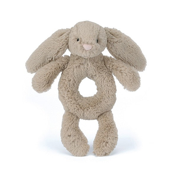Bashful Ring Rattle Beige Bunny 6 In.