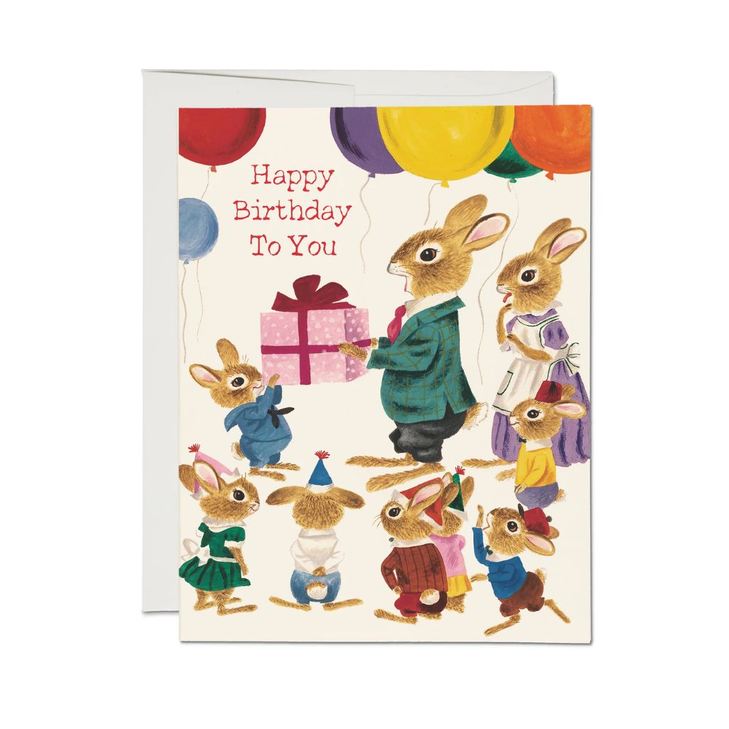 Rabbit Party Birthday Card