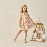 Rylee + Cru Collared Babydoll Dress Cherry Check