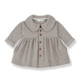 1 + in the Family SALERNO taupe houndstooth baby dress in fleece with a rounded collar