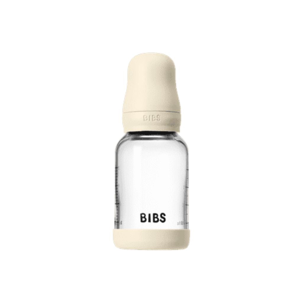 BIBS Glass Baby Bottle Round Latex 1 pack 120 ml Slow Flow Ivory