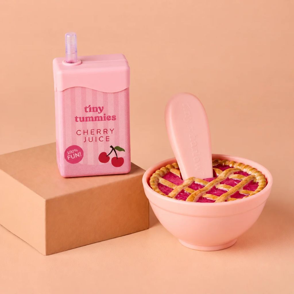Tiny Harlow Tiny Tummies Set - Cherry Pie and Bowl and Juice Box