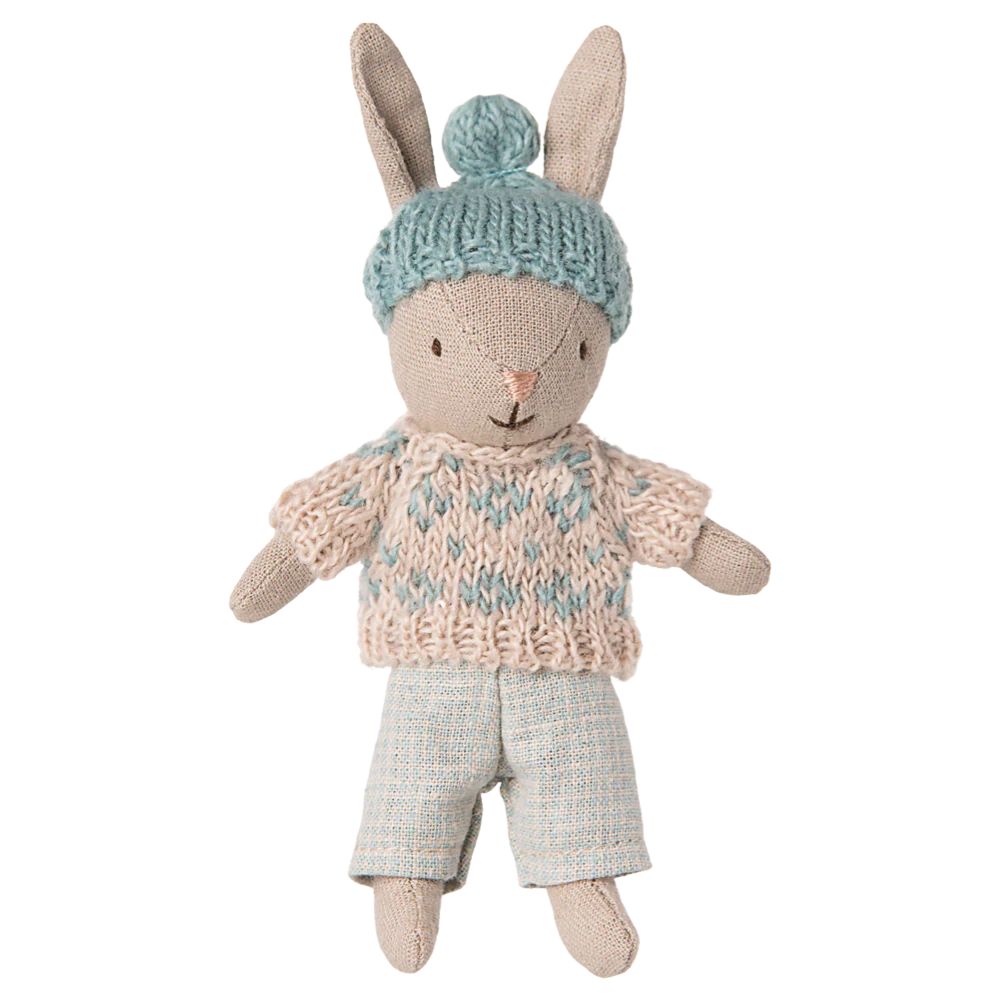Maileg Winter Rabbit, Micro - Sand - Mint