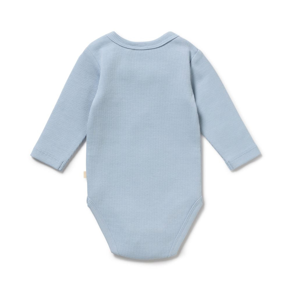 Wilson & Frenchy Storm Blue Organic Rib Long Sleeved Bodysuit