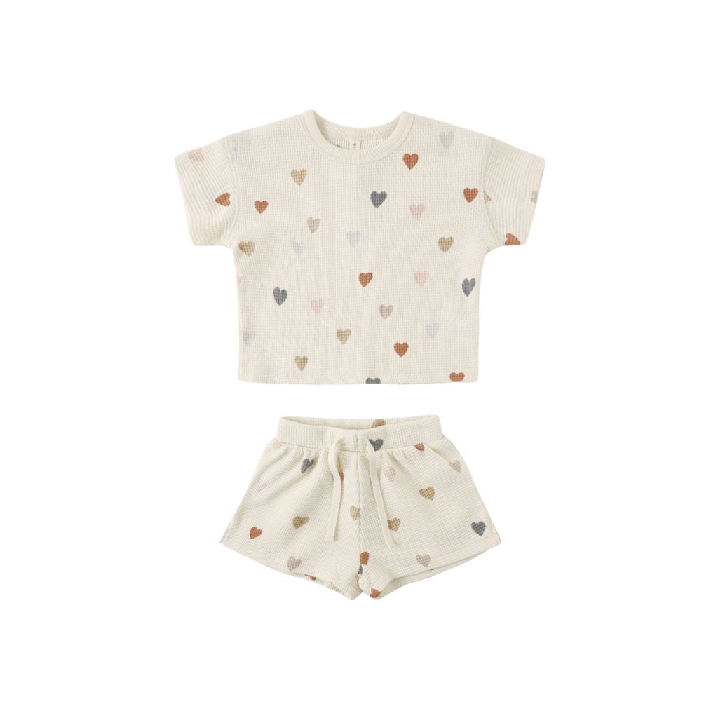 Quincy Mae Waffle Tee + Short Set Confetti