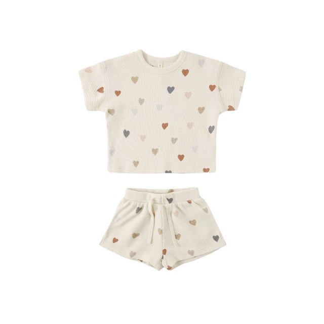 Quincy Mae Waffle Tee + Short Set Confetti
