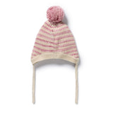 Wilson & Frenchy Rhubarb & Cream Organic Knitted Stripe Bonnet