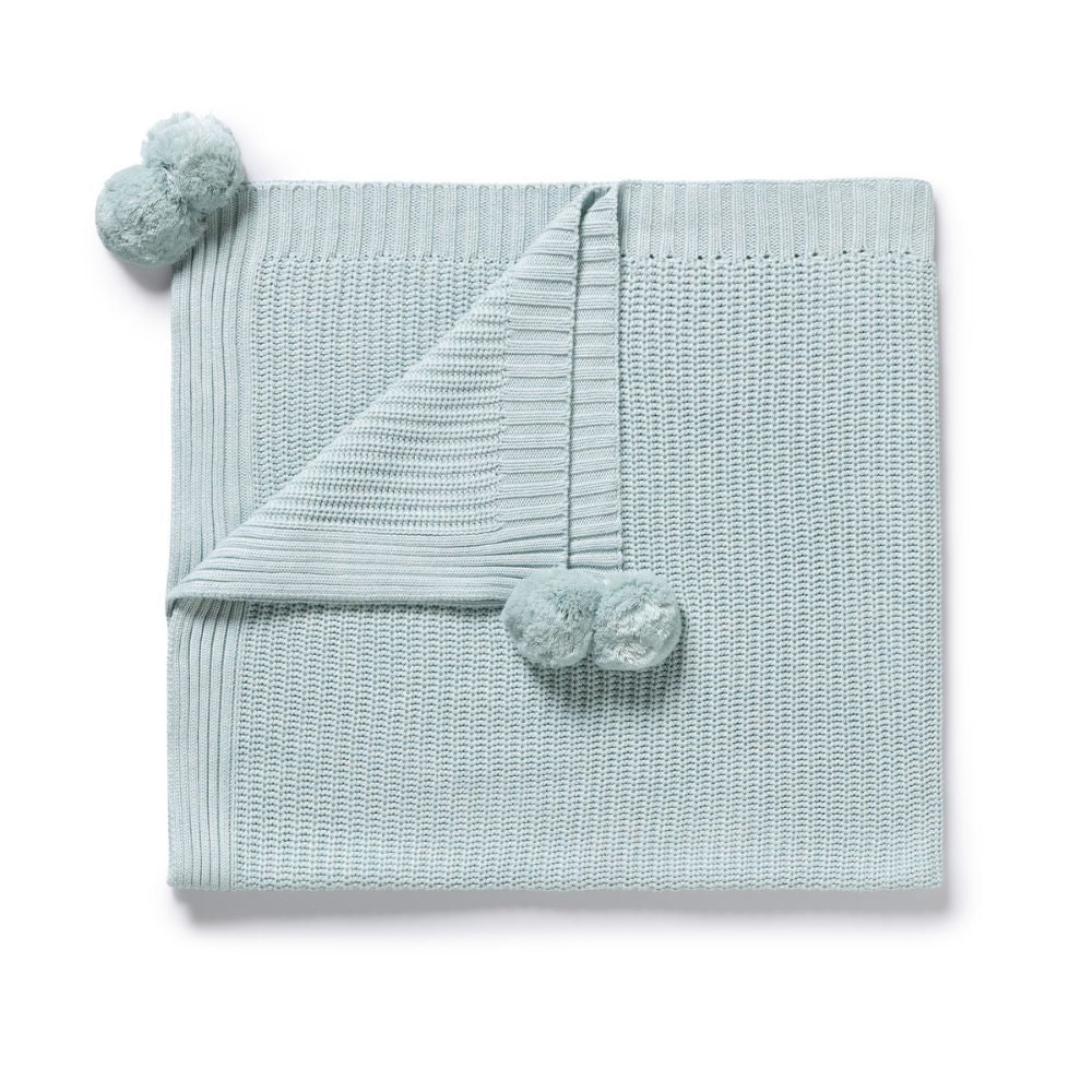 Wilson & Frenchy Cloud Blue Organic Knitted Blanket
