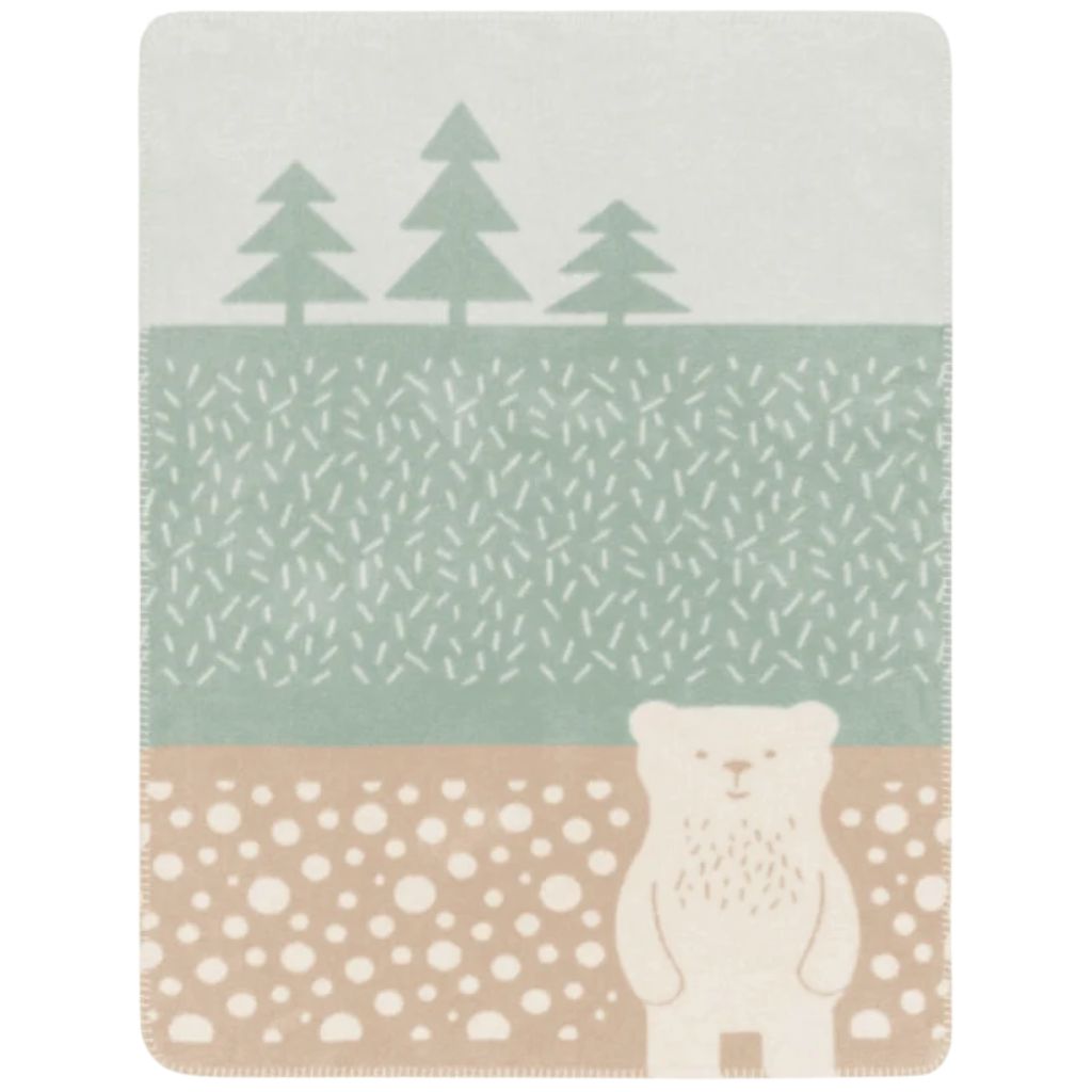 Fussenegger MILA baby blanket "forest bear" - light green, 100x75cm
