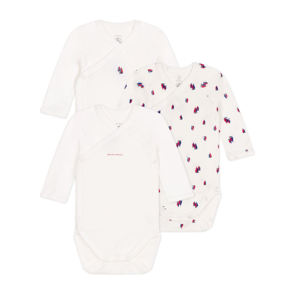 Petit Bateau LS Kimono Bodies 3pcs