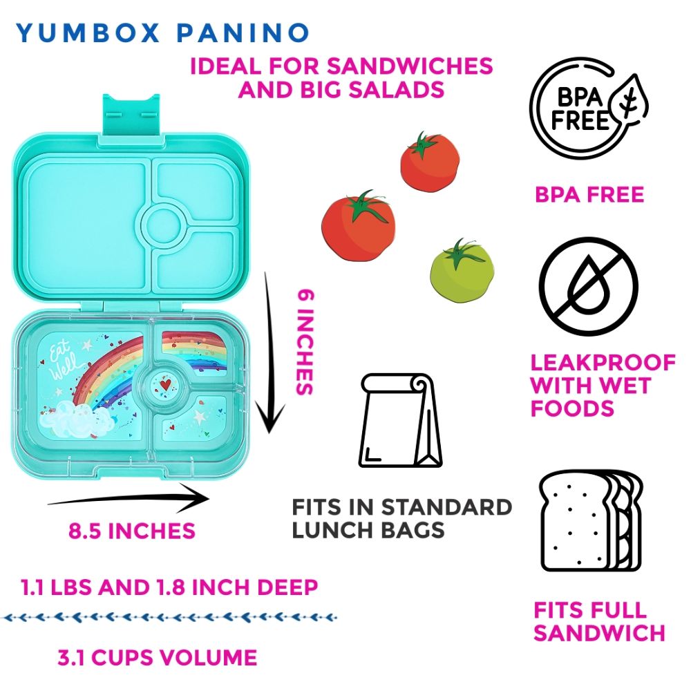 Yumbox Panino 4 Compartment - Miami Aqua (Rainbow)