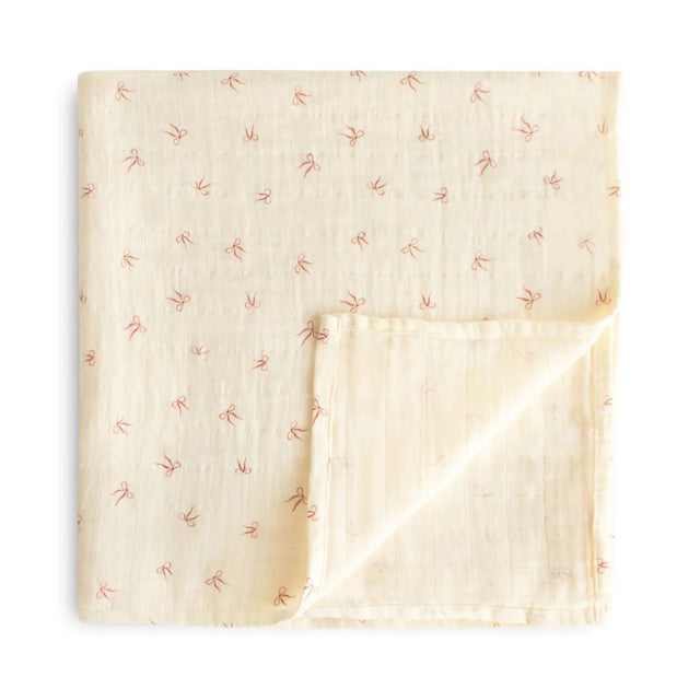 Mushie Organic Cotton Muslin Baby Swaddle - Bows