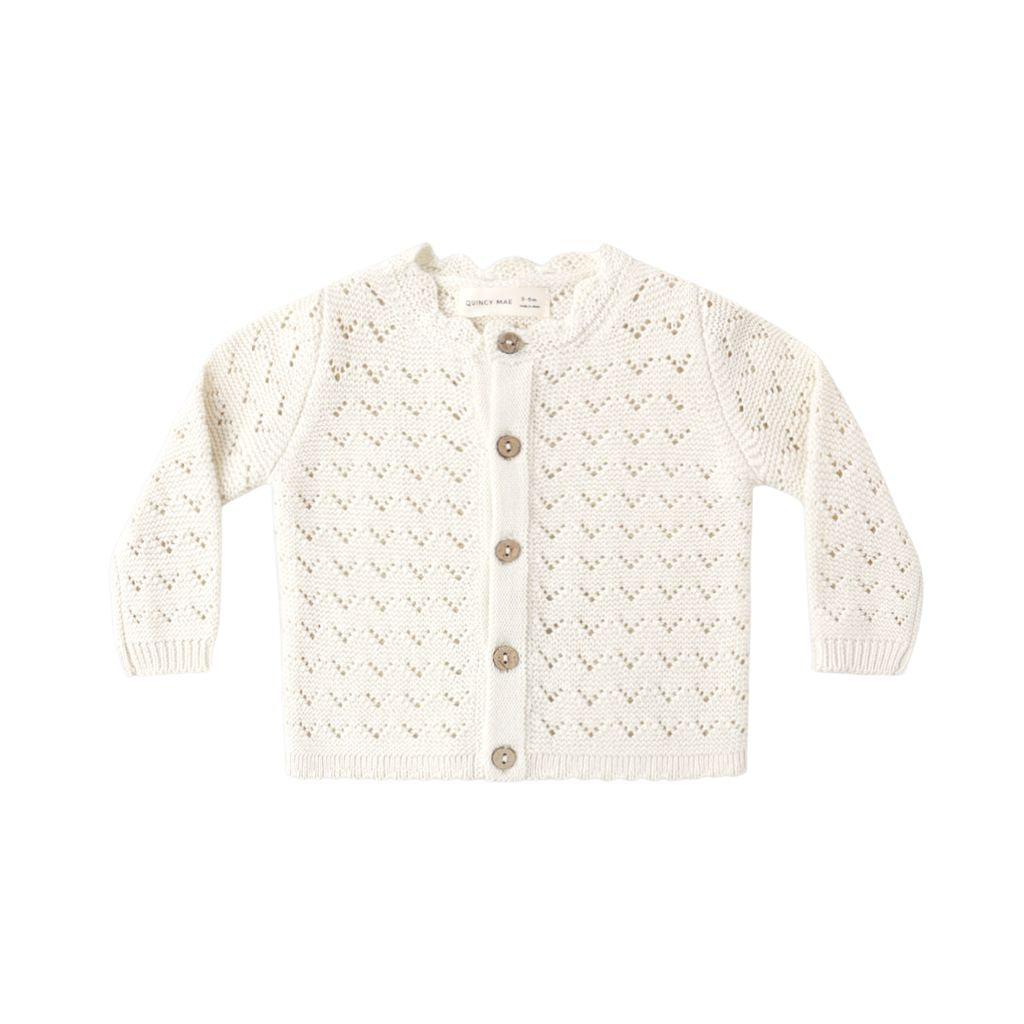 Quincy Mae Scalloped Cardigan Natural