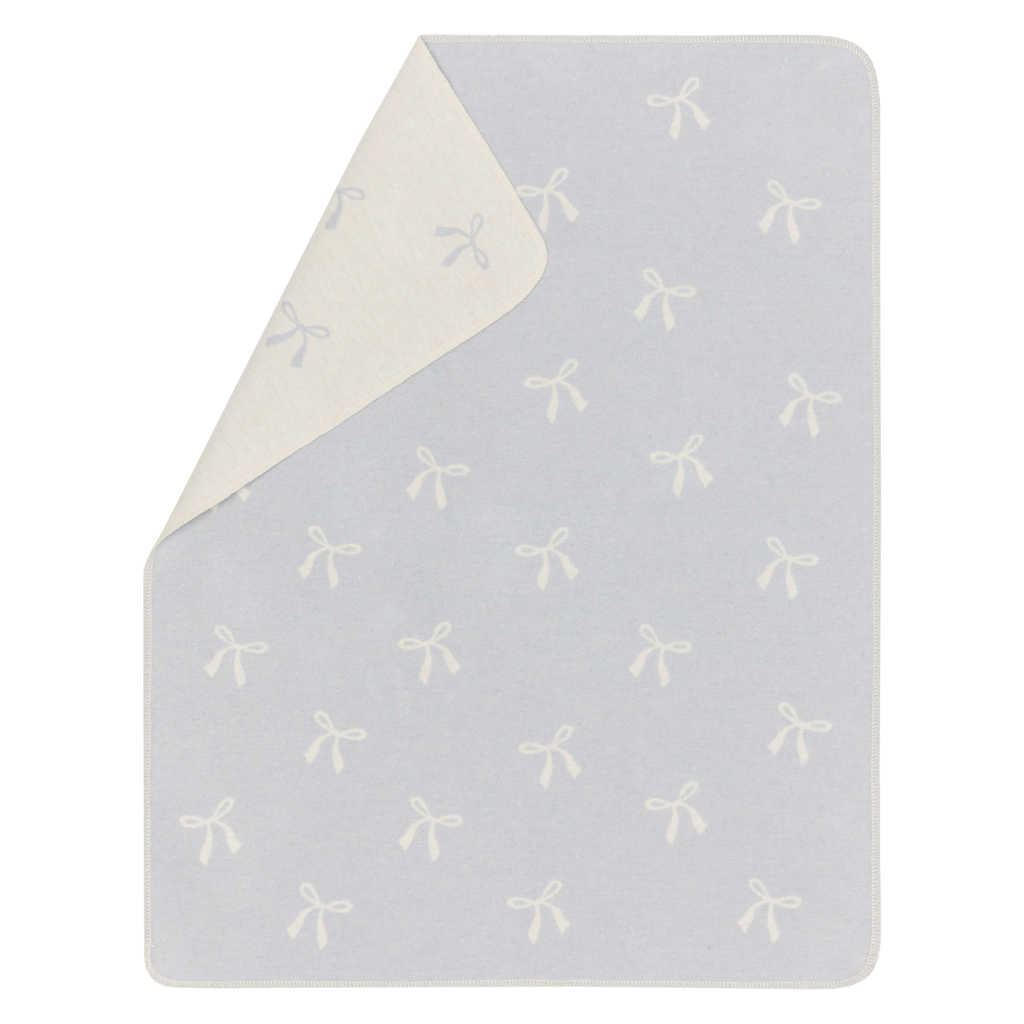 Fussenegger JUWEL baby blanket "bows allover" - Light Blue, 90x70cm