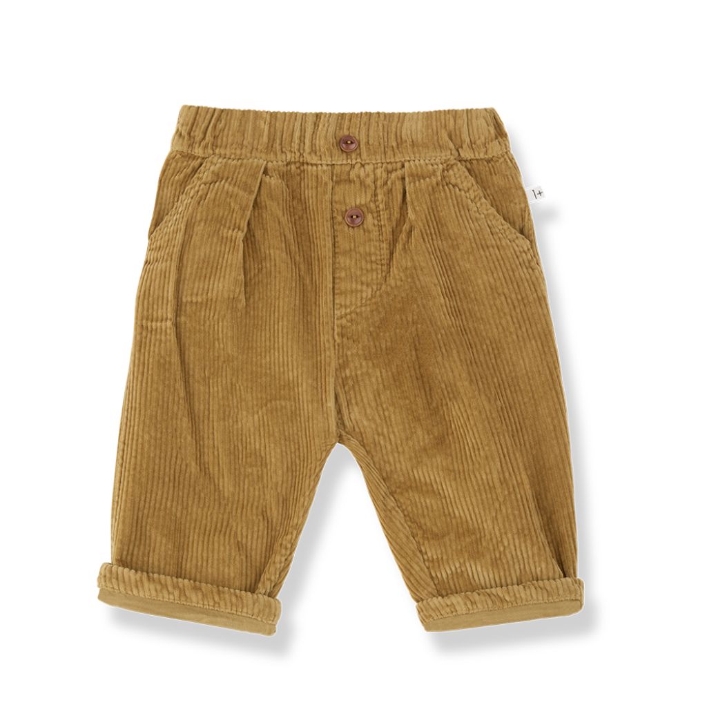 1 + in the Family QUEBEC ochre baby corduroy pants, fully lined, with turned-up cuffs