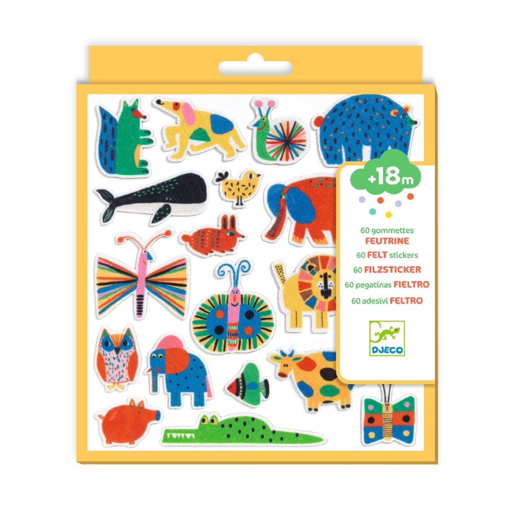 Djeco 60 Felt Stickers Animals Everywhere!