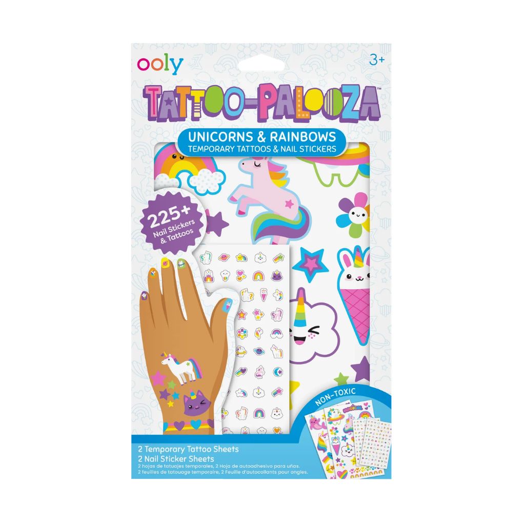 Tattoo Palooza Temporary Tattoos & Nail Stickers - Unicorns & Rainbows