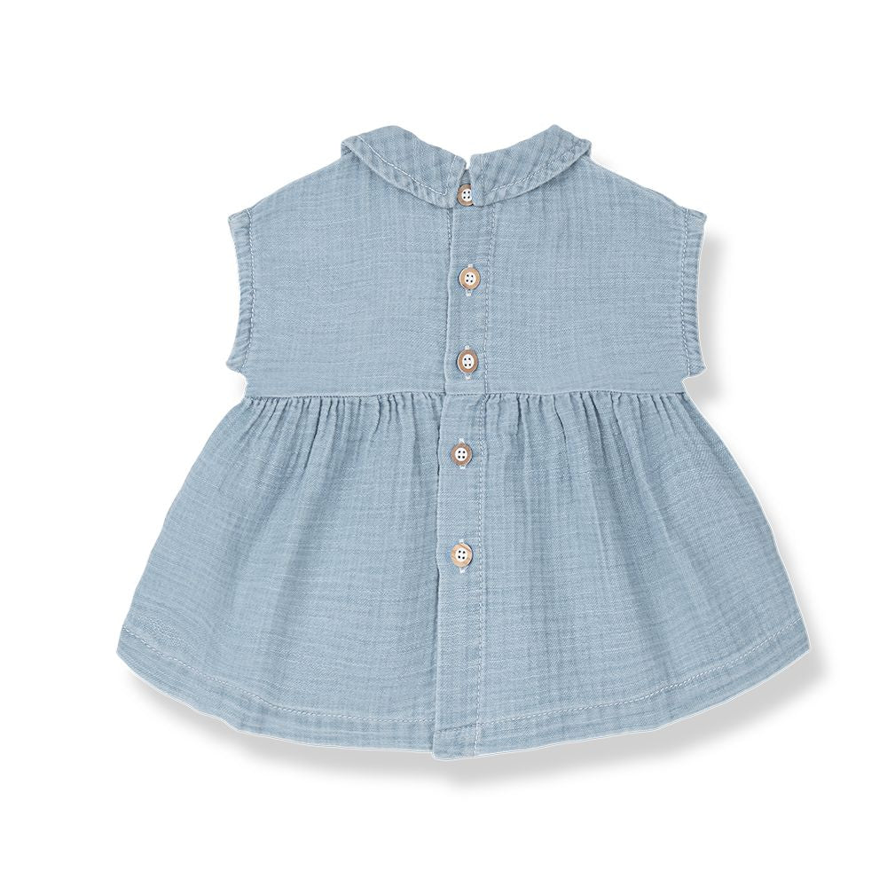 1 + in the Family Newborn ARCADIA Denim Muslin DRESS