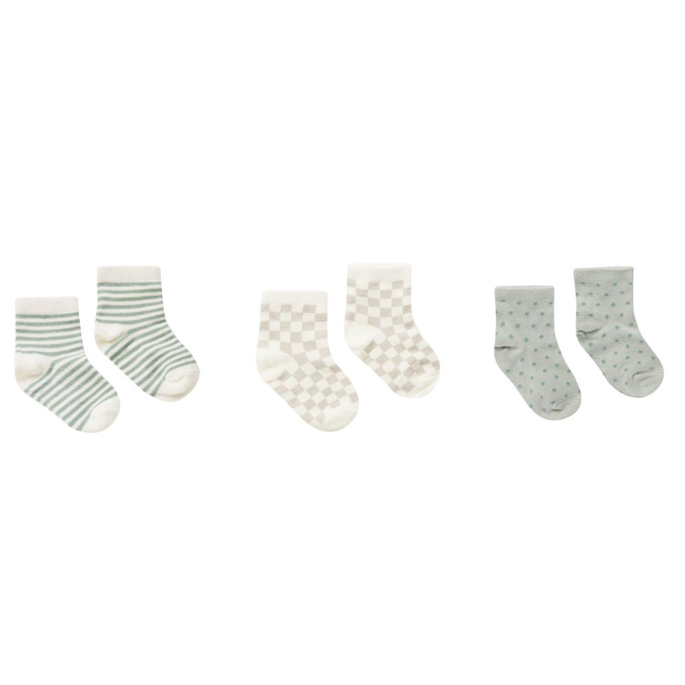 Rylee + Cru Printed Socks-Stripe/Dove.Dot