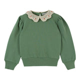 Emile & Ida Crochet Collar Sweatshirt Olive