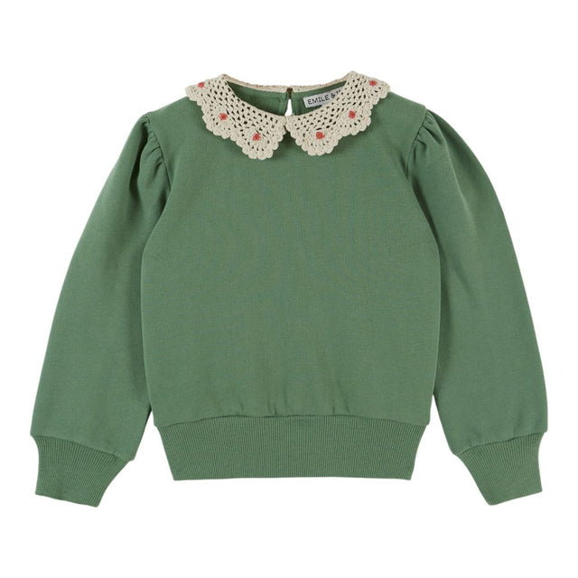 Emile & Ida Crochet Collar Sweatshirt Olive